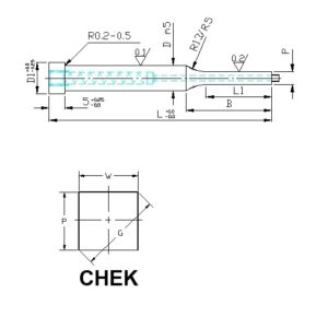 Muotopistin ejektorilla CHEK neliö lieriökanta