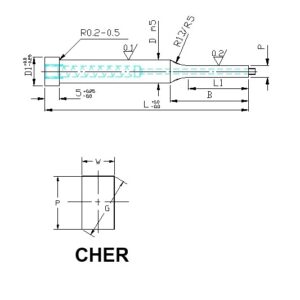 Muotopistin ejektorilla CHER suorakaide lieriökanta