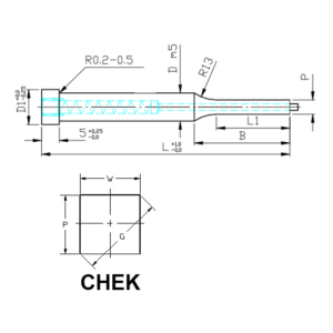 Muotopistin ejektorilla CHEK neliö lieriökanta