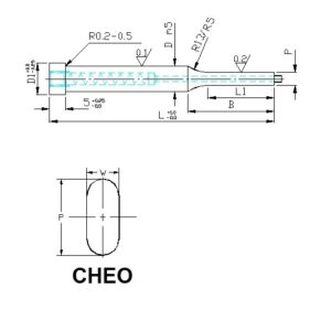 Muotopistin ejektorilla CHEO ovaali lieriökanta