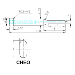 Muotopistin ejektorilla CHEO ovaali lieriökanta